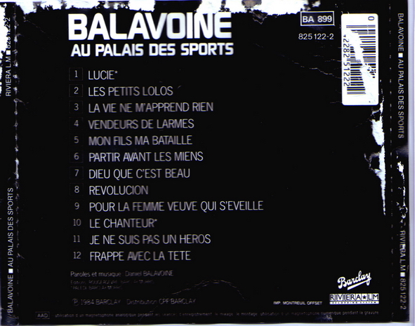 Daniel Balavoine - Au Palais Des Sports